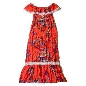 PinkBlush Orange Floral Maxi Dress Size Small